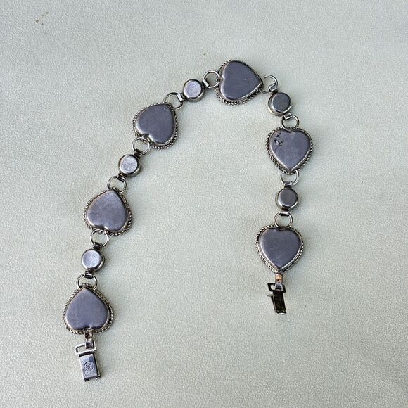 Vintage Italian Micro Mosaic Heart Bracelet GM Mark Floral Glass Tile 7.25” - Picture 3 of 7